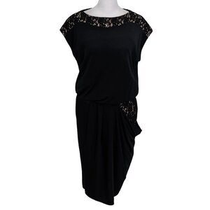 DS Dress Black Tan Cocktail Dress Size 6 Wedding Guest Dress Black Lace Dress